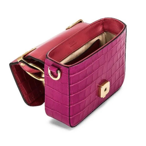 CHLOE  Mini C Tricolor Croc Embossed Leather Shoulder Bag in Graphic Pink NWT - Picture 8 of 10